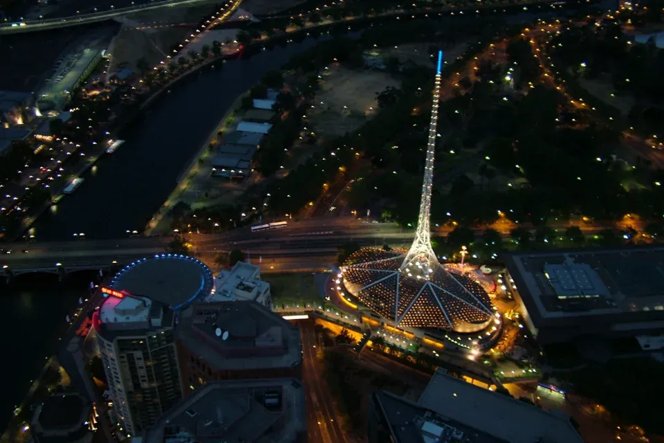 Aussicht bei Nacht auf die Southbank